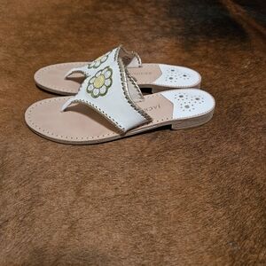 Jack Rogers Leather Sandals White Tan Like New Sz 9.5 $138